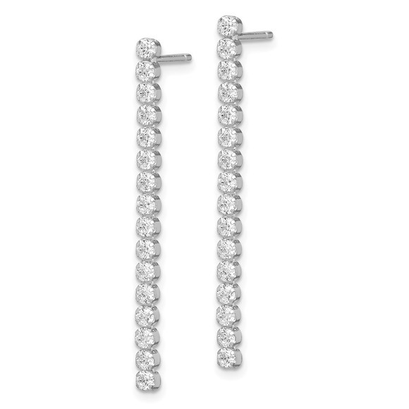Sterling Silver Rhodium-plated Polished Fancy CZ Post Dangle Earrings - Picture 4 of 4